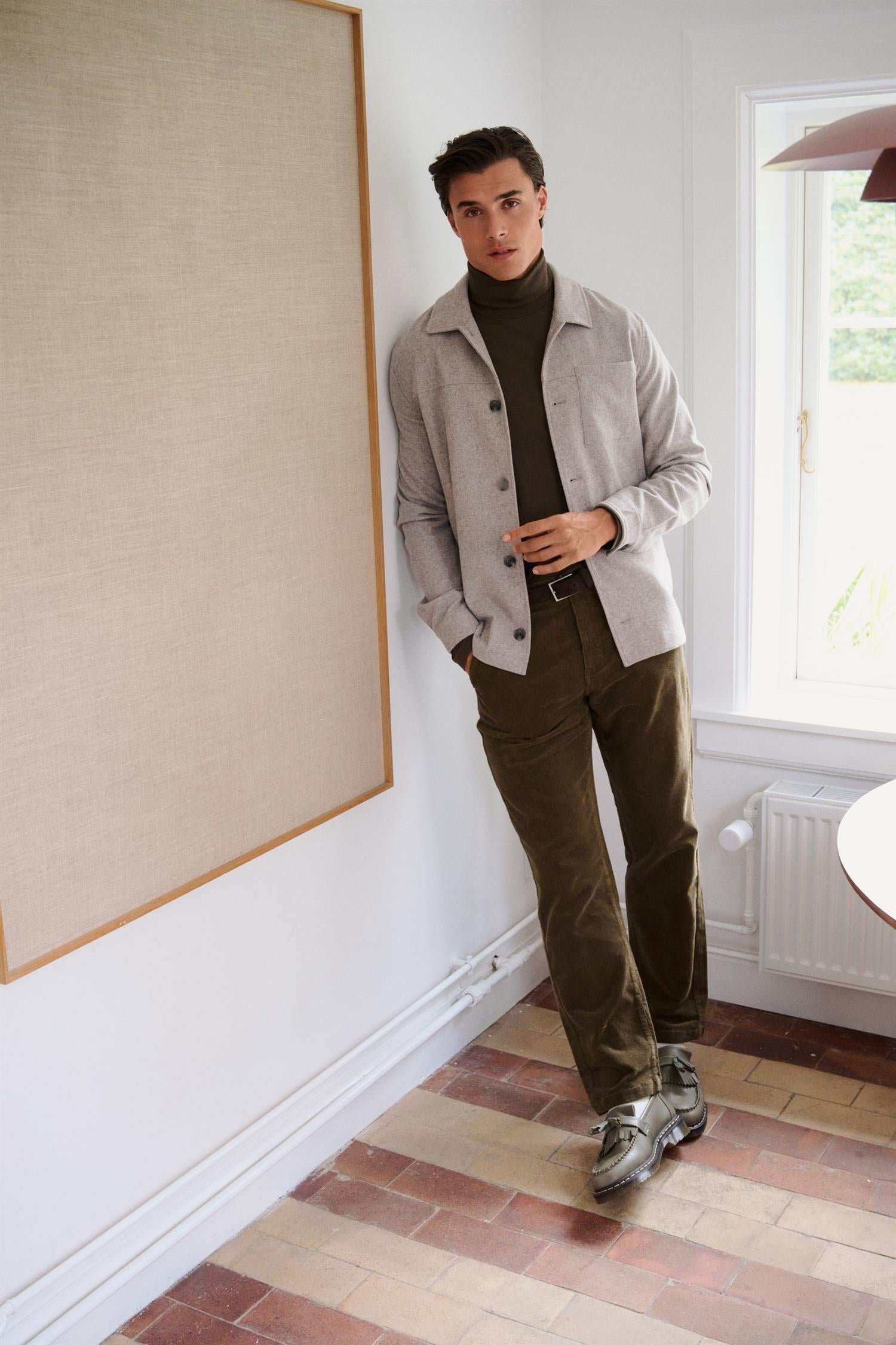 Cropped length overshirt jacket Dk Sand Mel