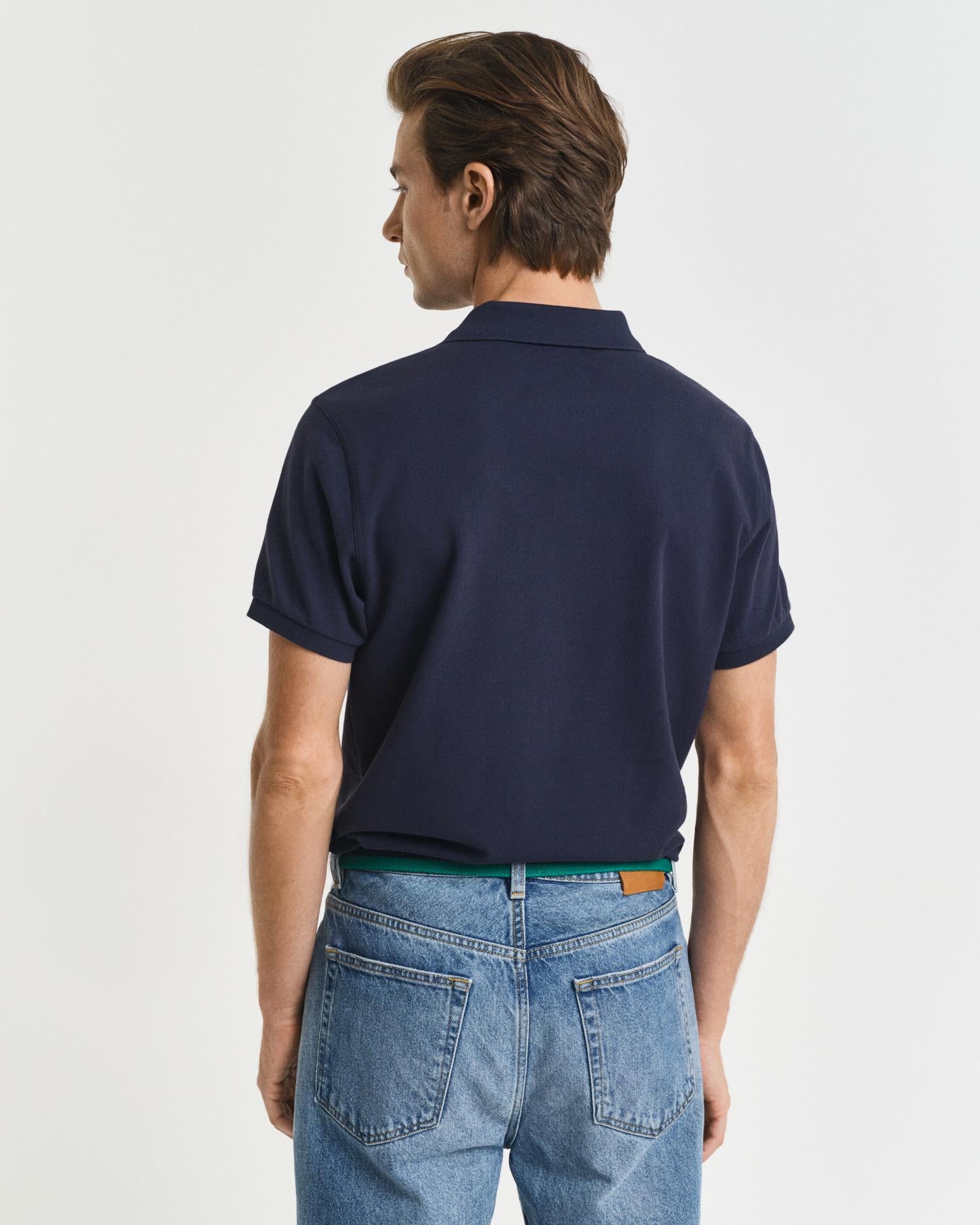 Klassisk Piquéskjorte I Slim Fit Evening Blue