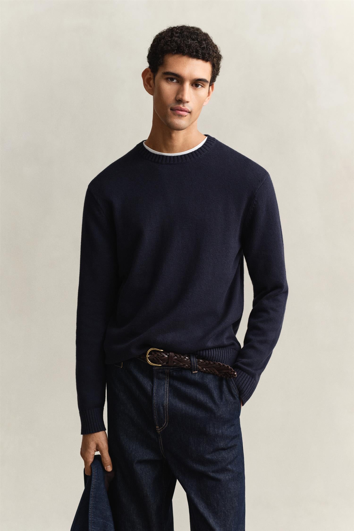 Cotton Blend C-Neck Evening Blue