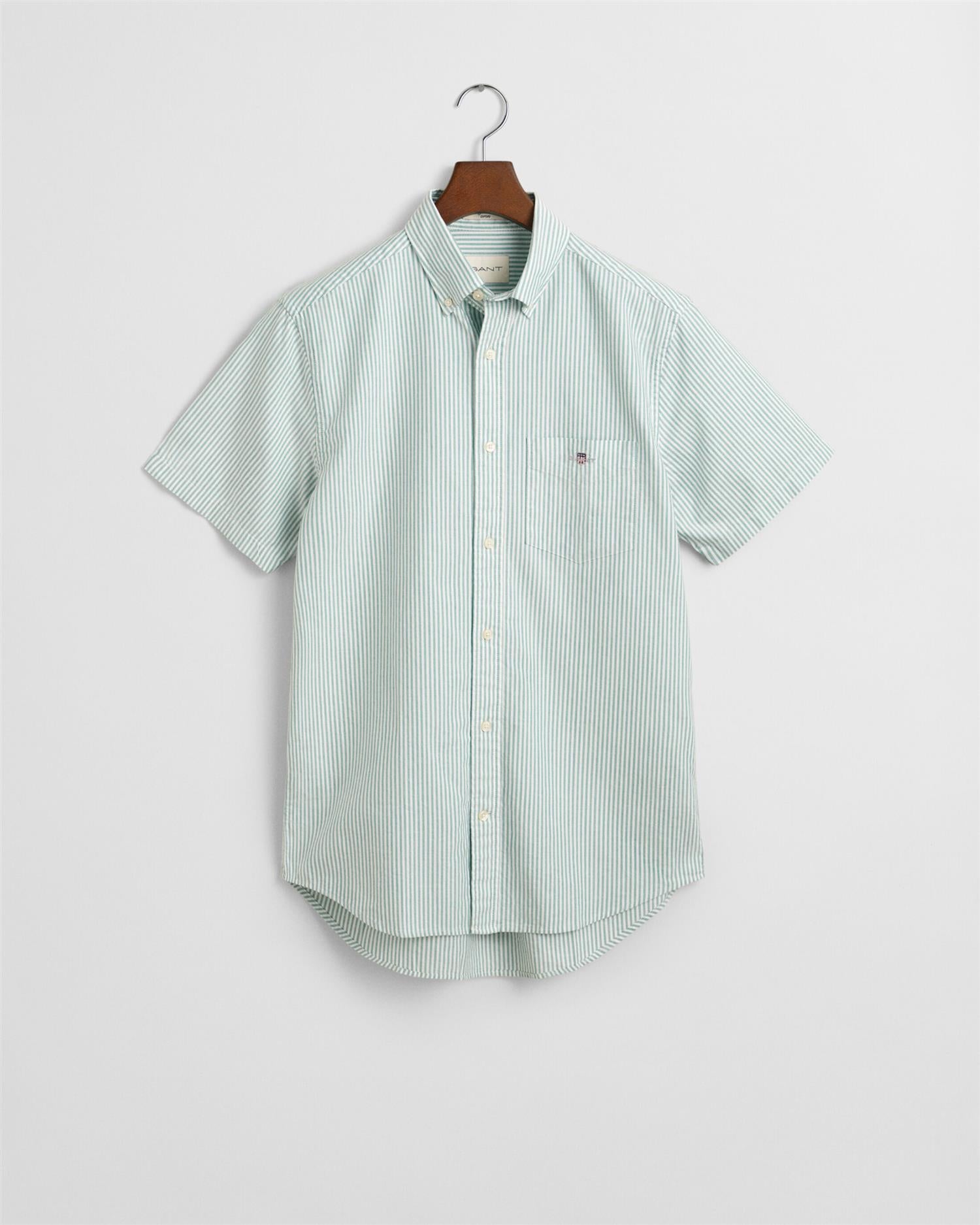 Reg Classic Oxford Stripe Ss Shirt Deep Green