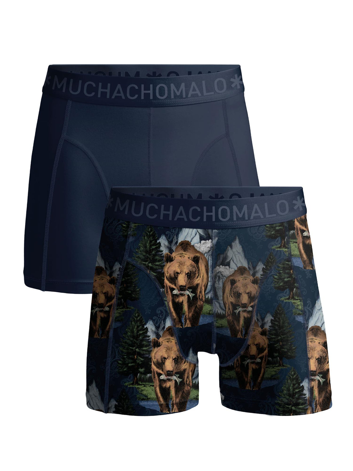 1010 Grizzly 01 2pk Boxer Pr/solid Cm Print/Blue