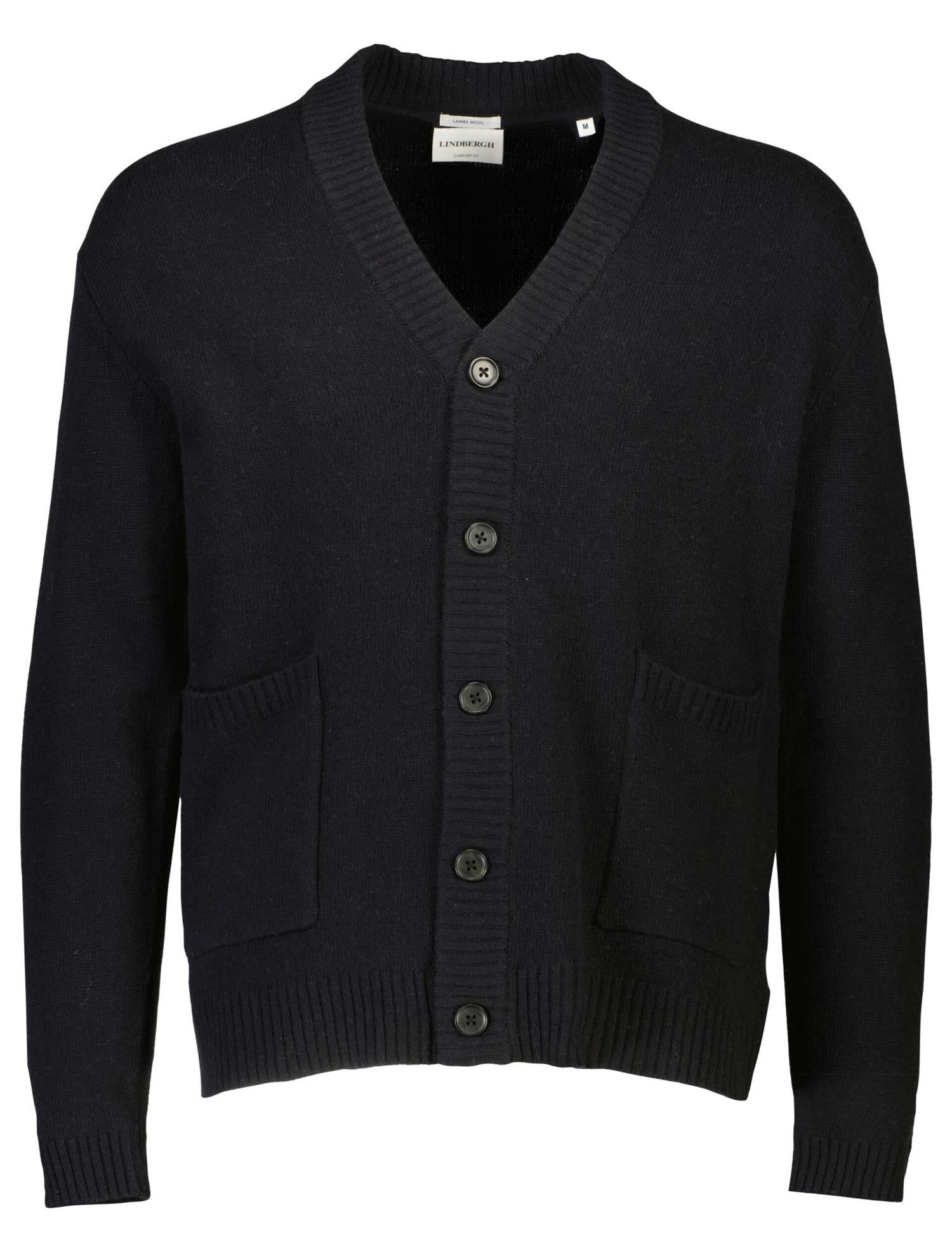 Lambswool button cardigan Black