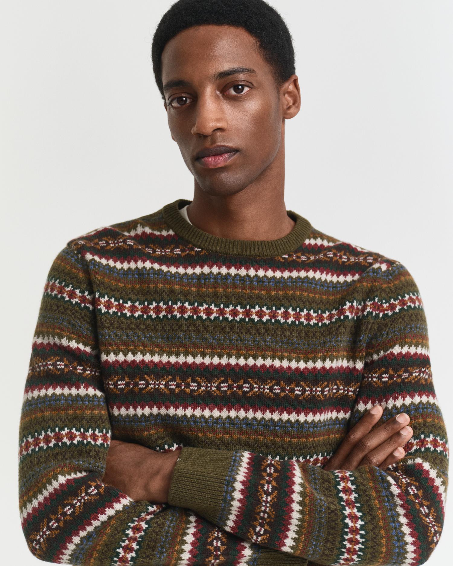 Fair Isle C-Neck Country Green