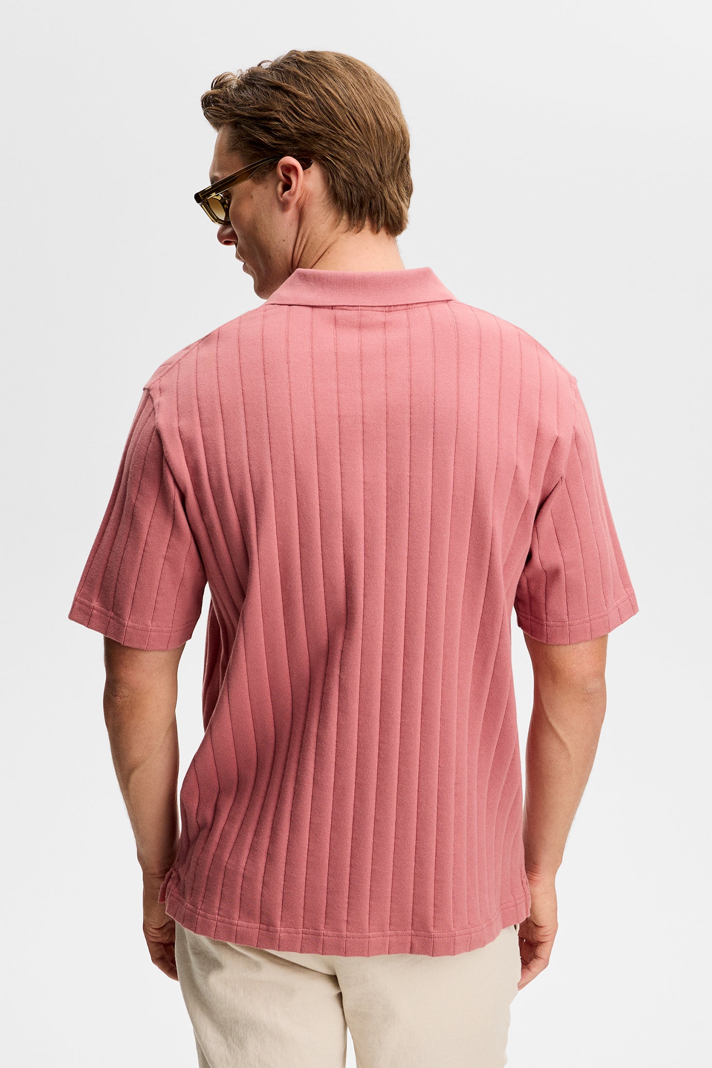 Simon Stripe Polo Withered Rose