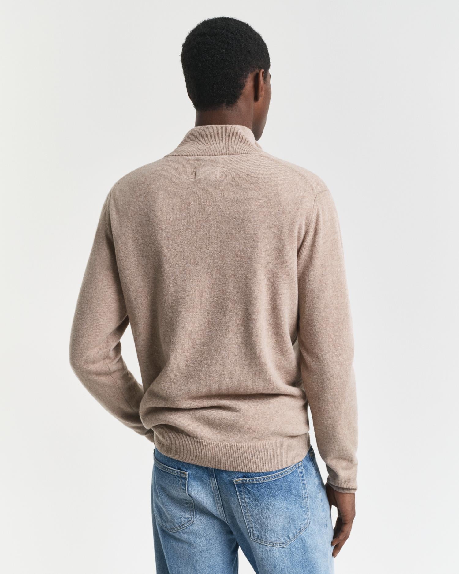 Lammeullsgenser Med Half-Zip Dk Sand Melange