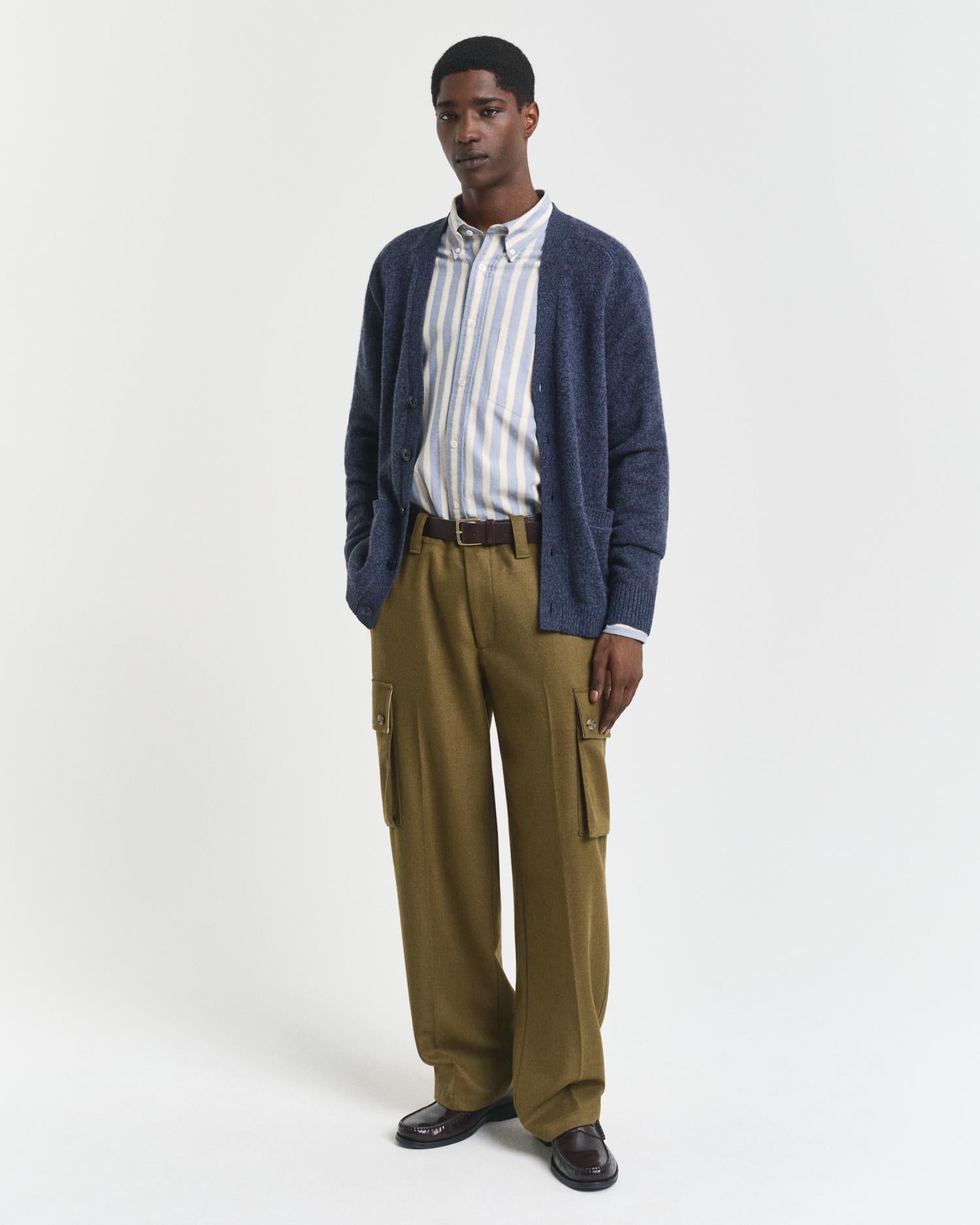 Wool Blend Mouline Cardigan Dark Navy Melange