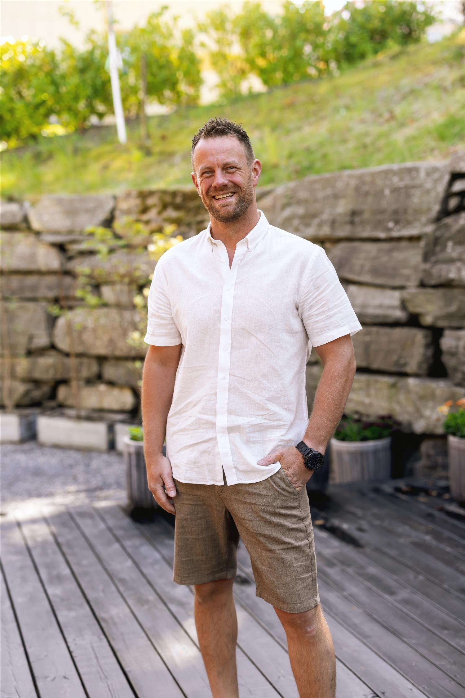Linen/cotton shirt S/S White