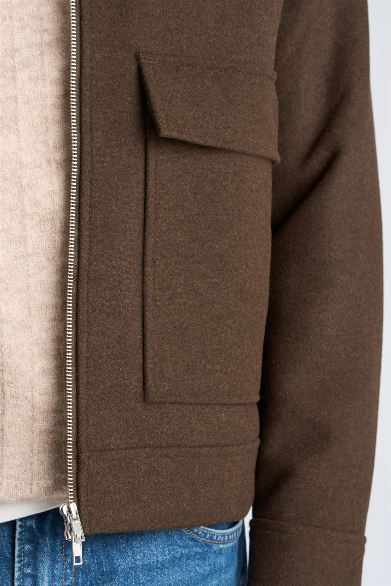 Wool Blend Jacket Dk Brown Mel