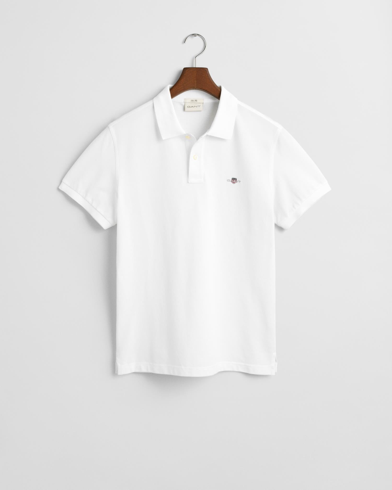 Klassisk Piquéskjorte I Slim Fit White