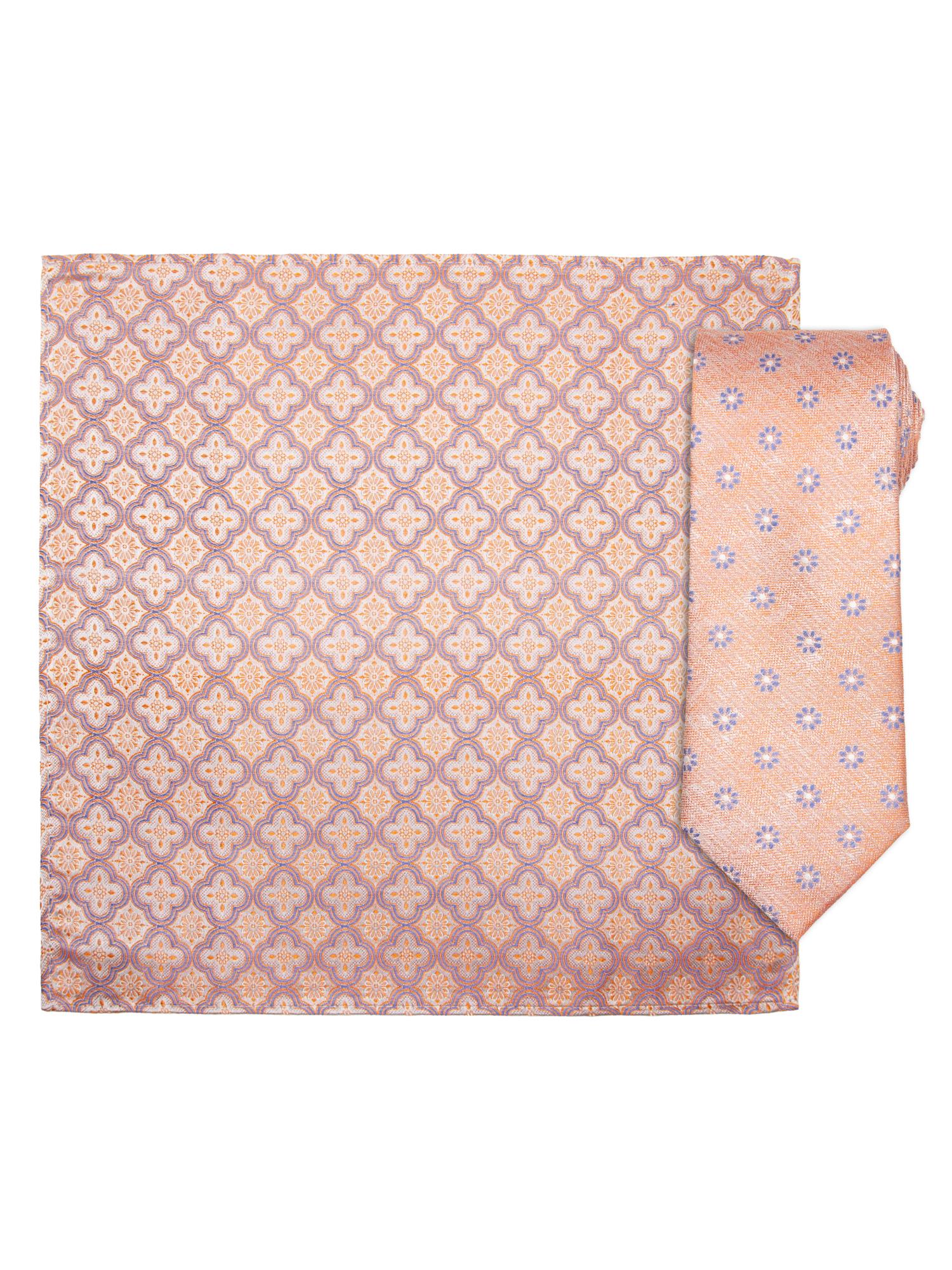 Santi silkeslips+lommetørkle mønstret Mønster