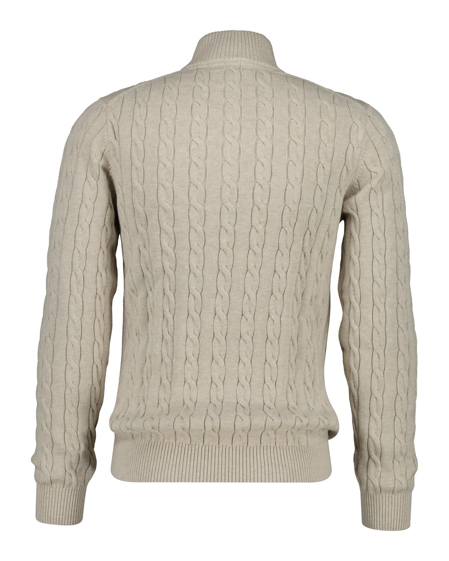 Cotton Cable Half Zip Oat Melange