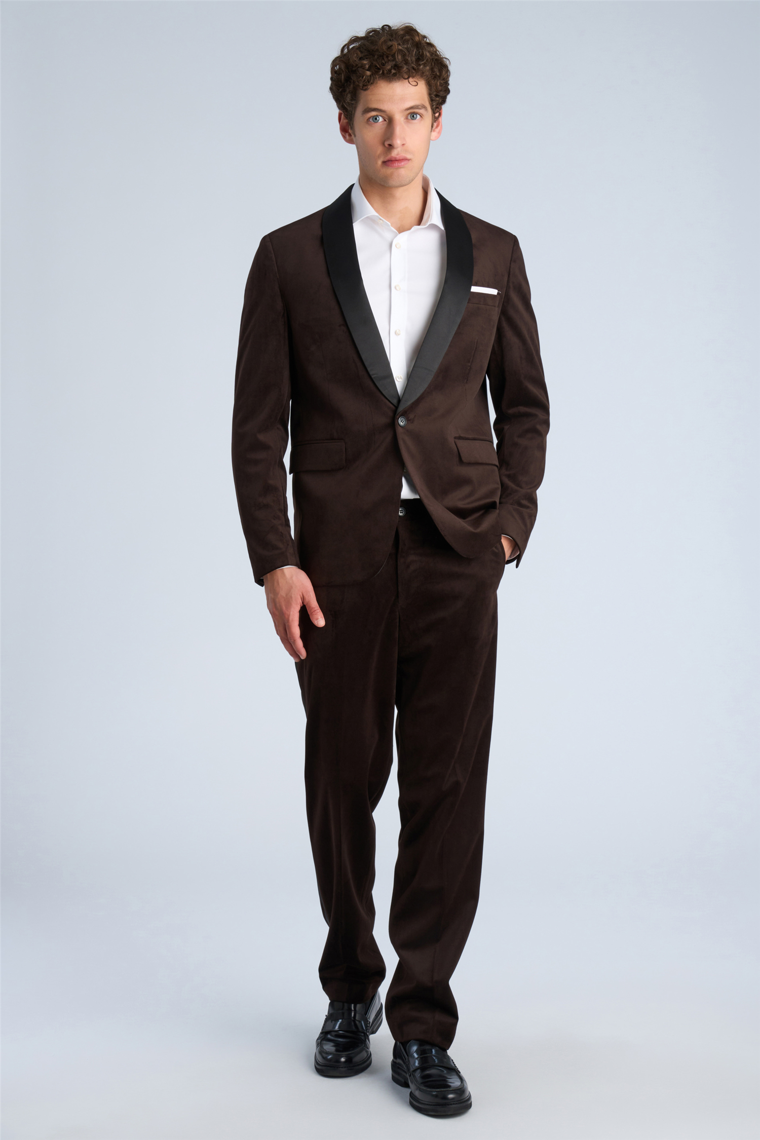 Velvet Tuxedo Suit Brown