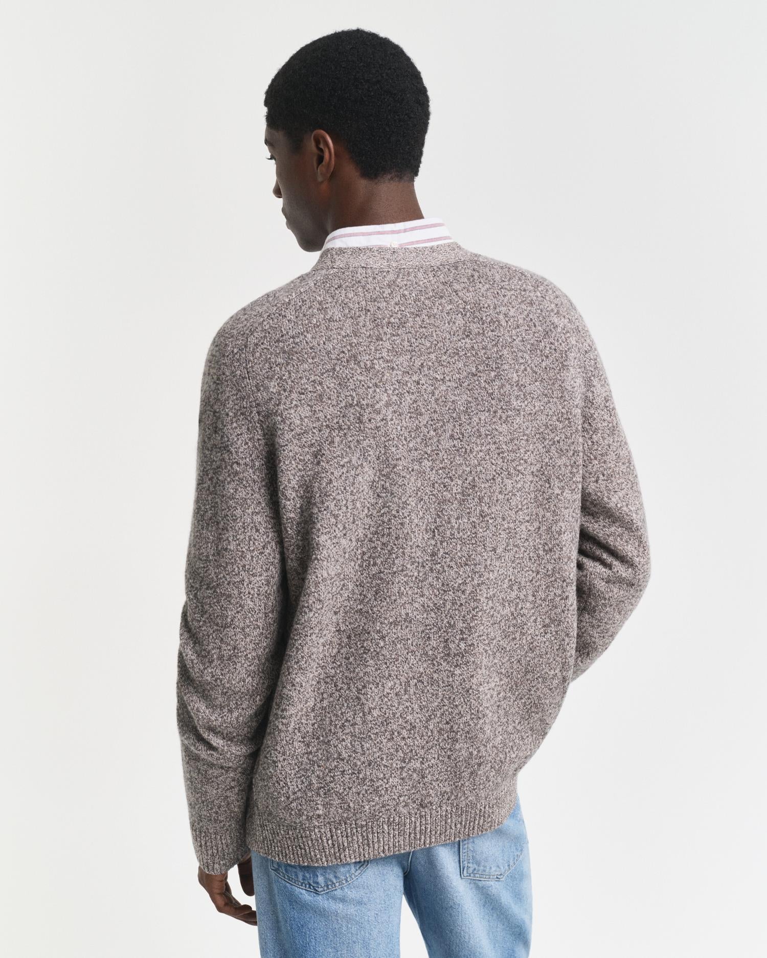 Wool Blend Mouline Cardigan Brown Melange