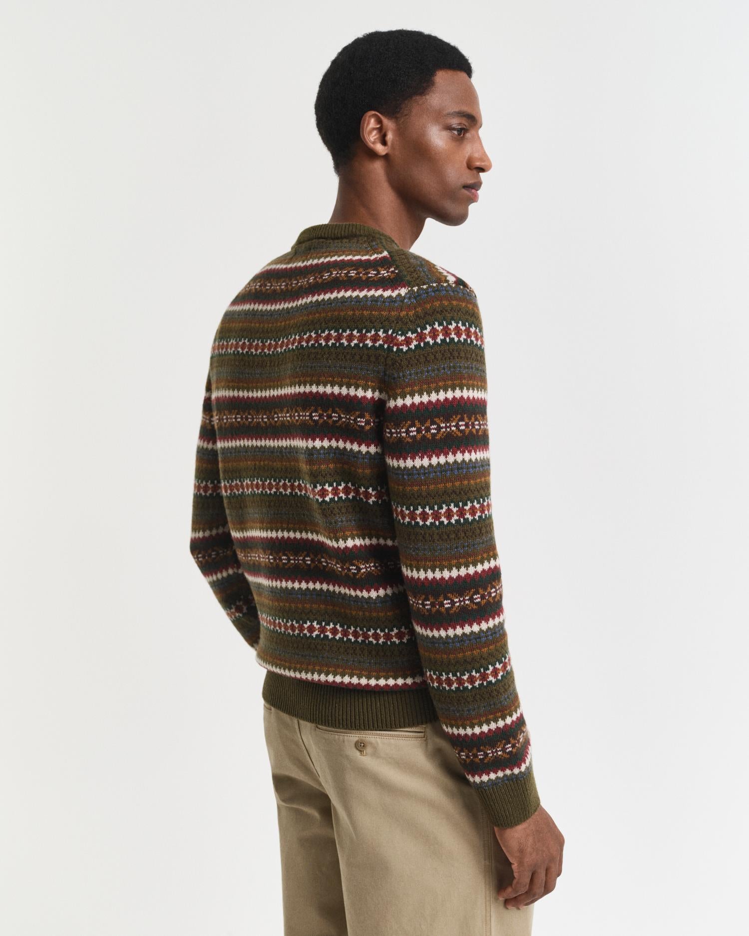 Fair Isle C-Neck Country Green