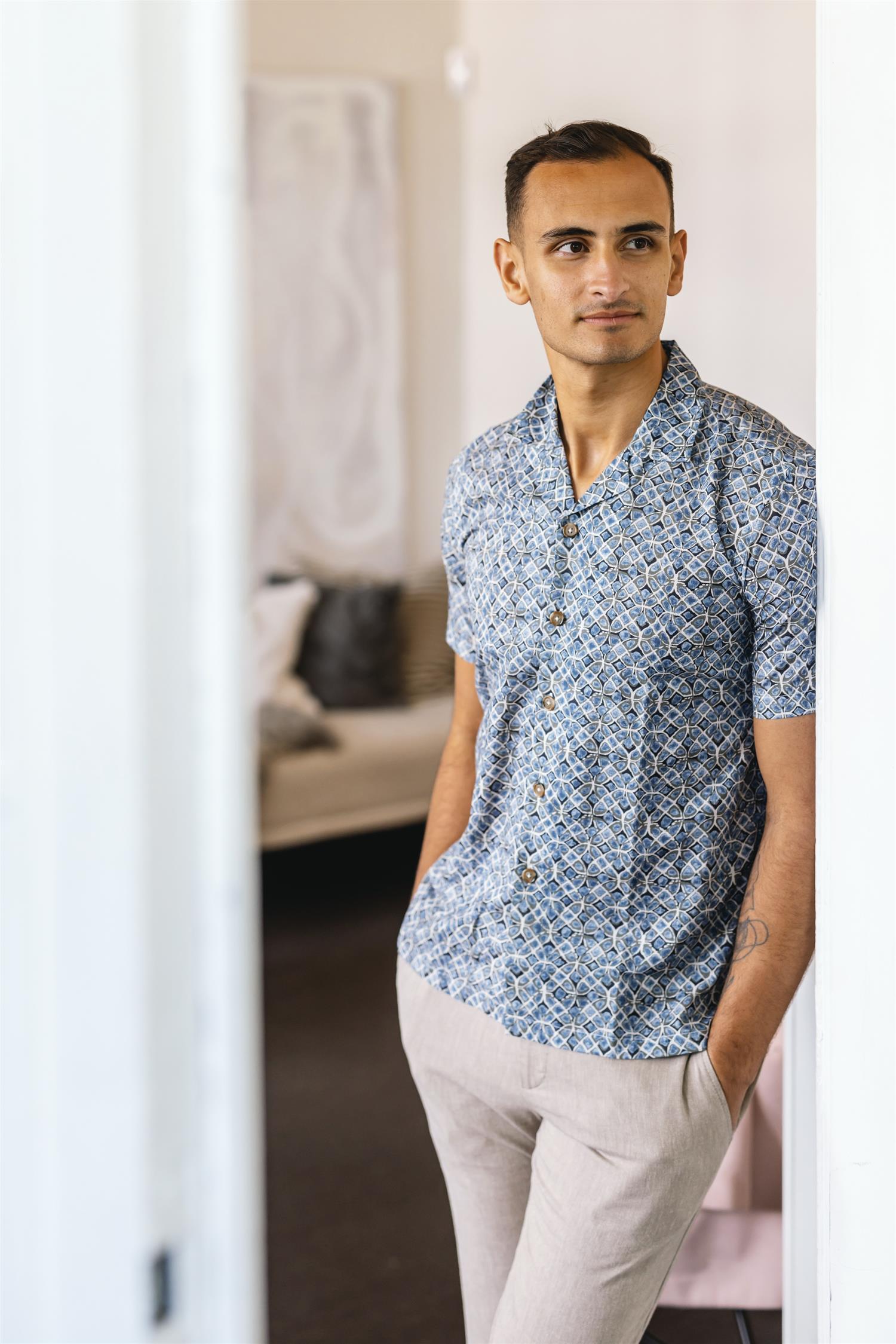 Resort ss shirt Green Blue Pattern