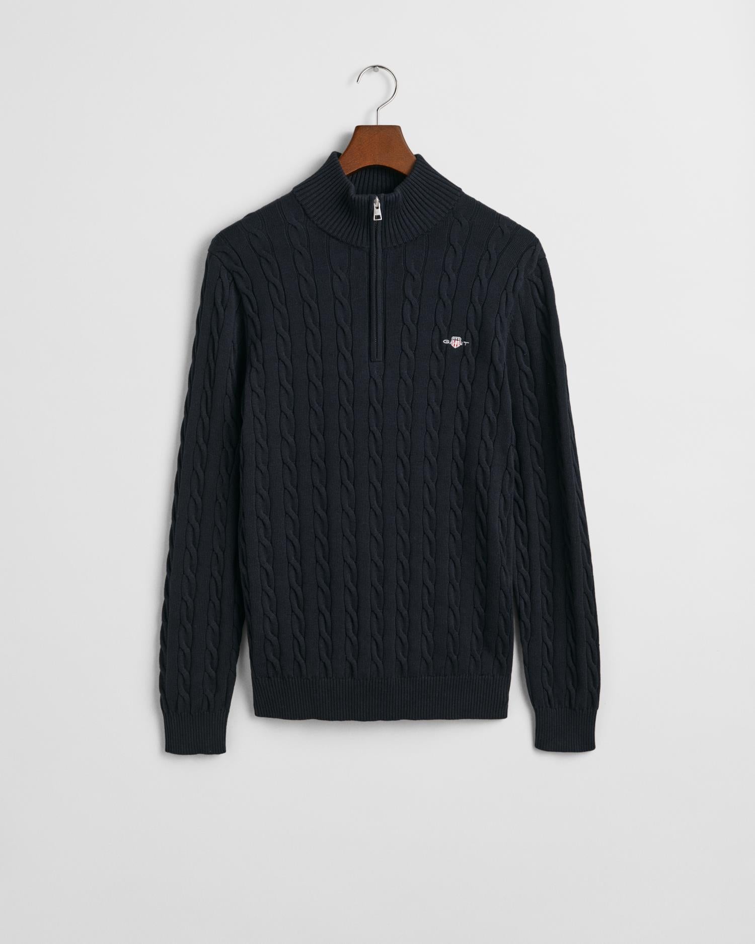Cotton Cable Half Zip Evening Blue