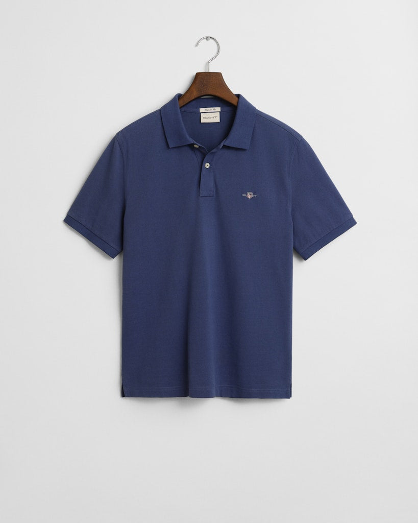 Klassisk Piquéskjorte I Regular Fit Dusty Navy
