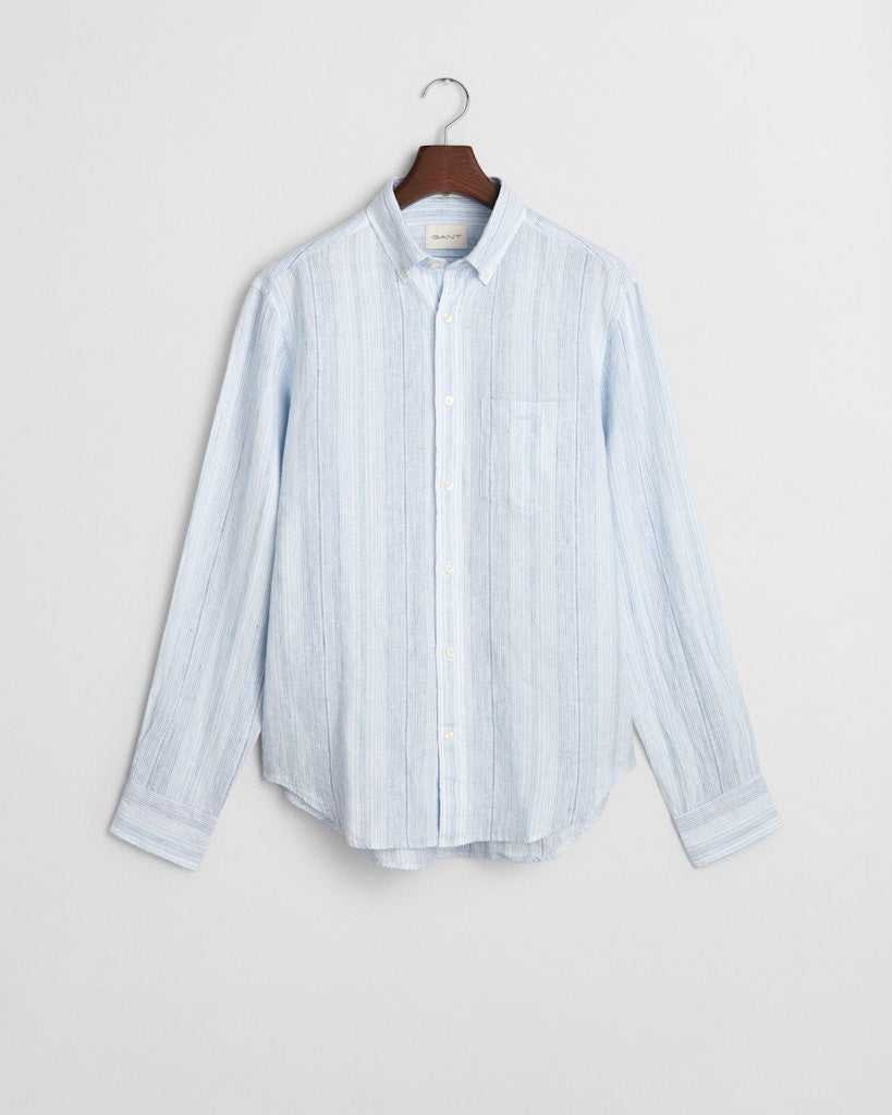 REG LINEN STRIPE SHIRT Capri Blue