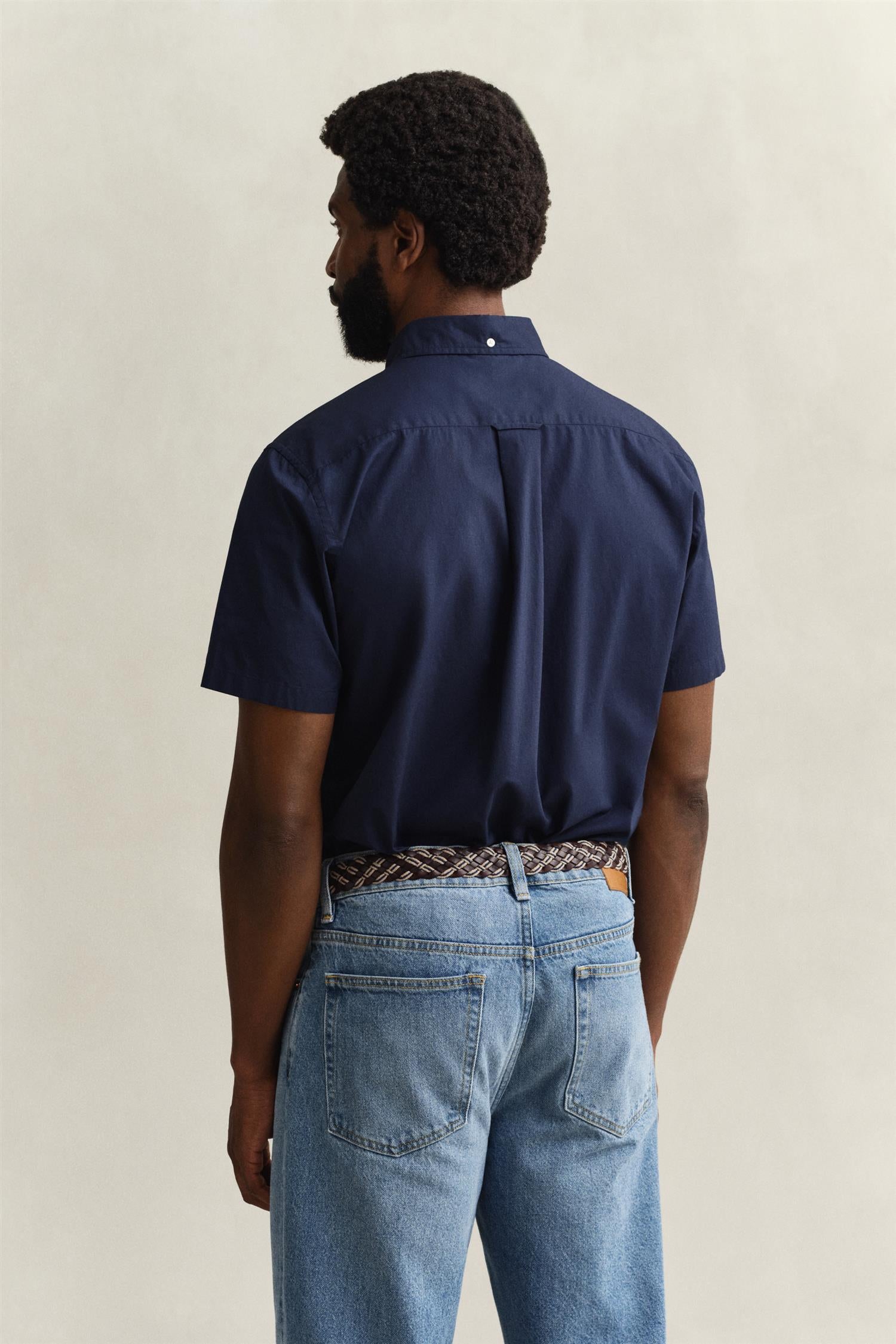 Reg Classic Poplin Ss Shirt Marine