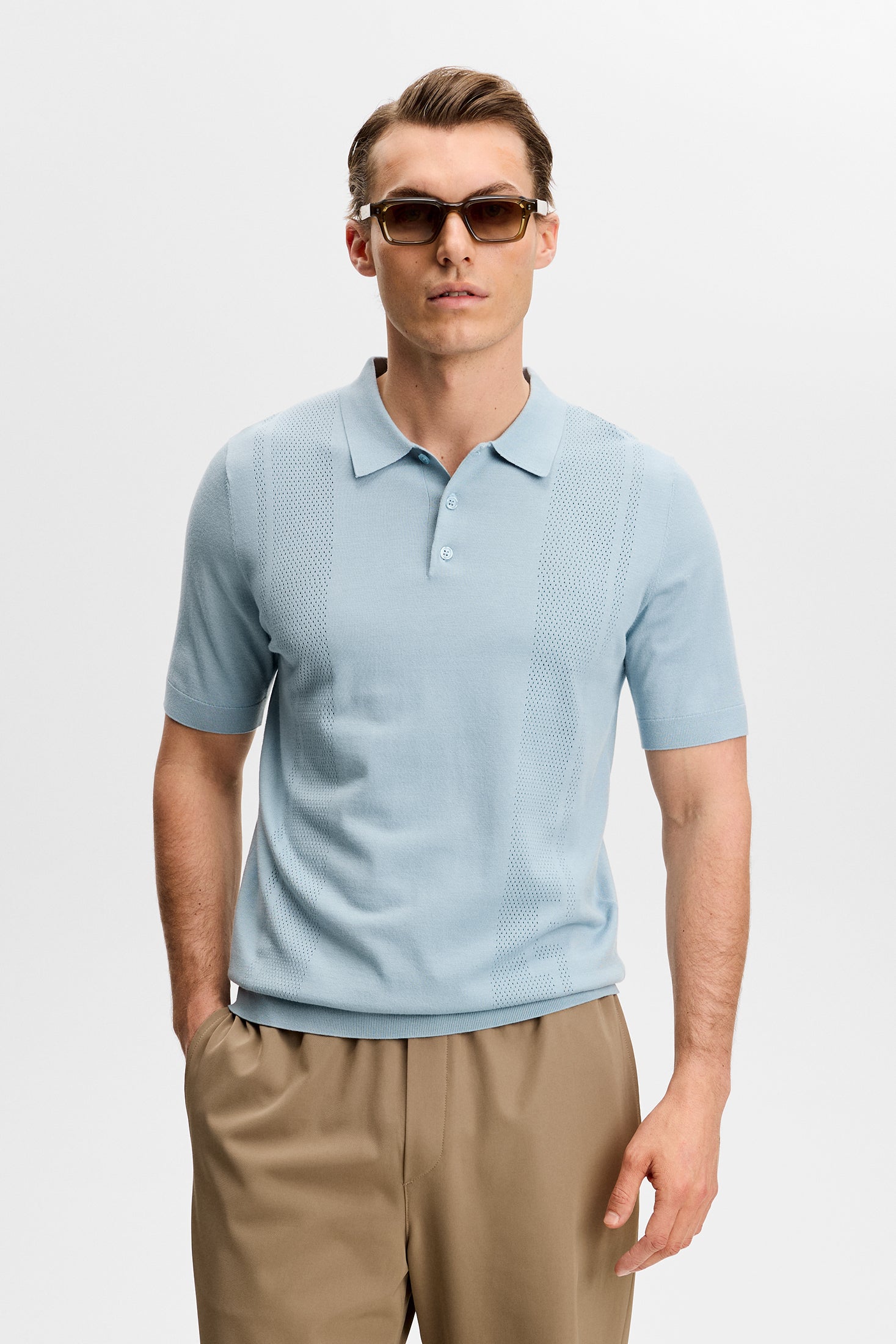 Reymond Seasonal Knit Polo Forget-Me-Not