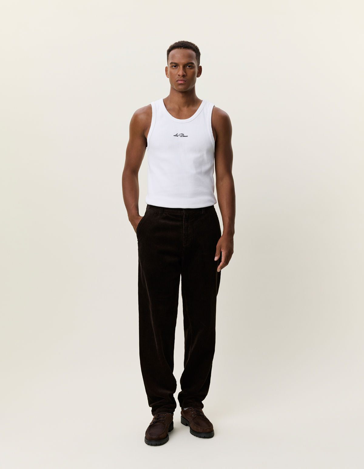 Corduroy Tapered Pants Delicioso Brown