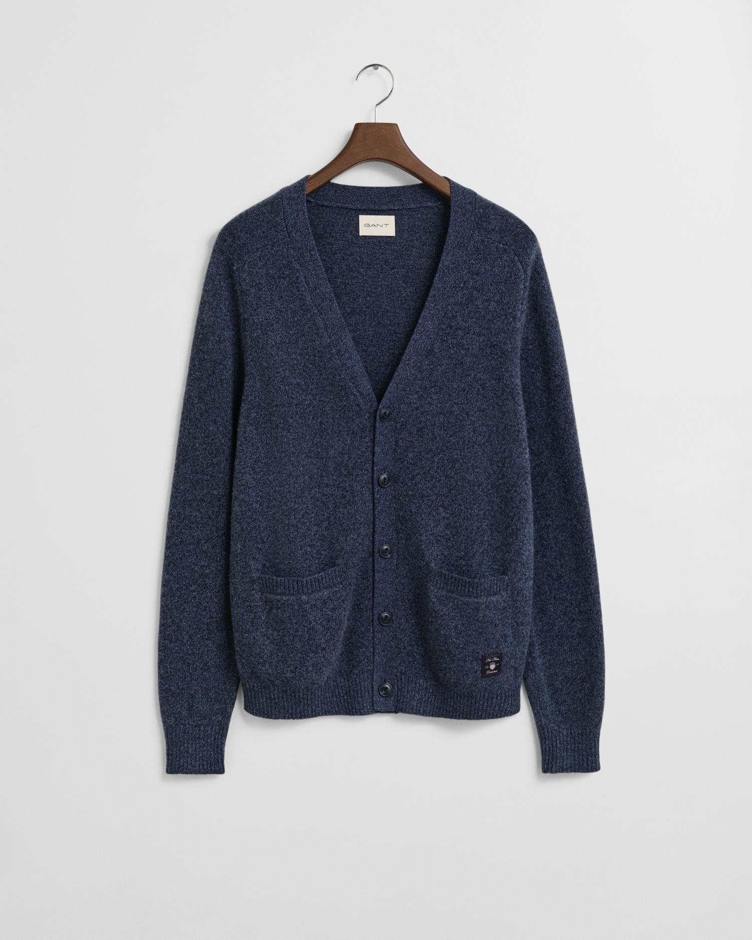 Wool Blend Mouline Cardigan Dark Navy Melange