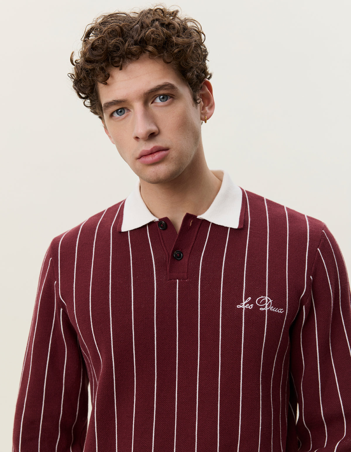 Signature Knitted Ls Polo Chocolate Truffle Red