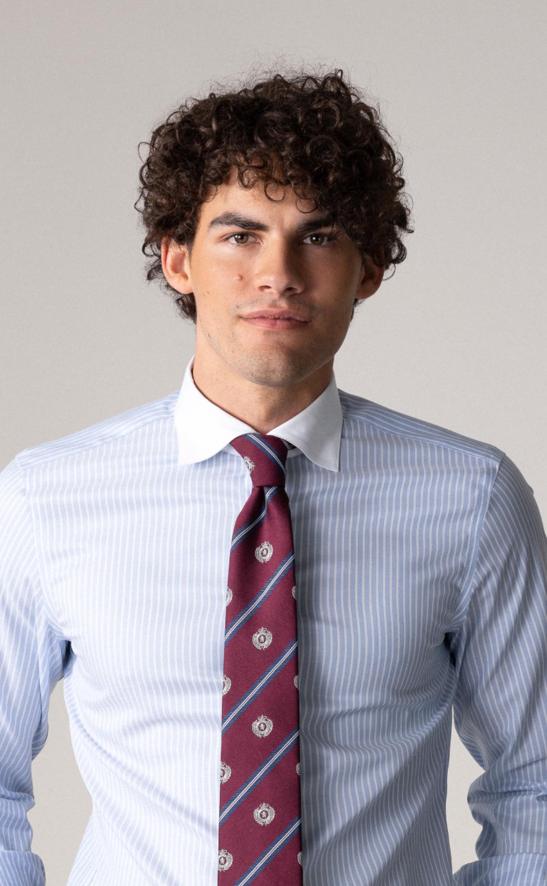 The whitecollar bold white stripe Skyblue