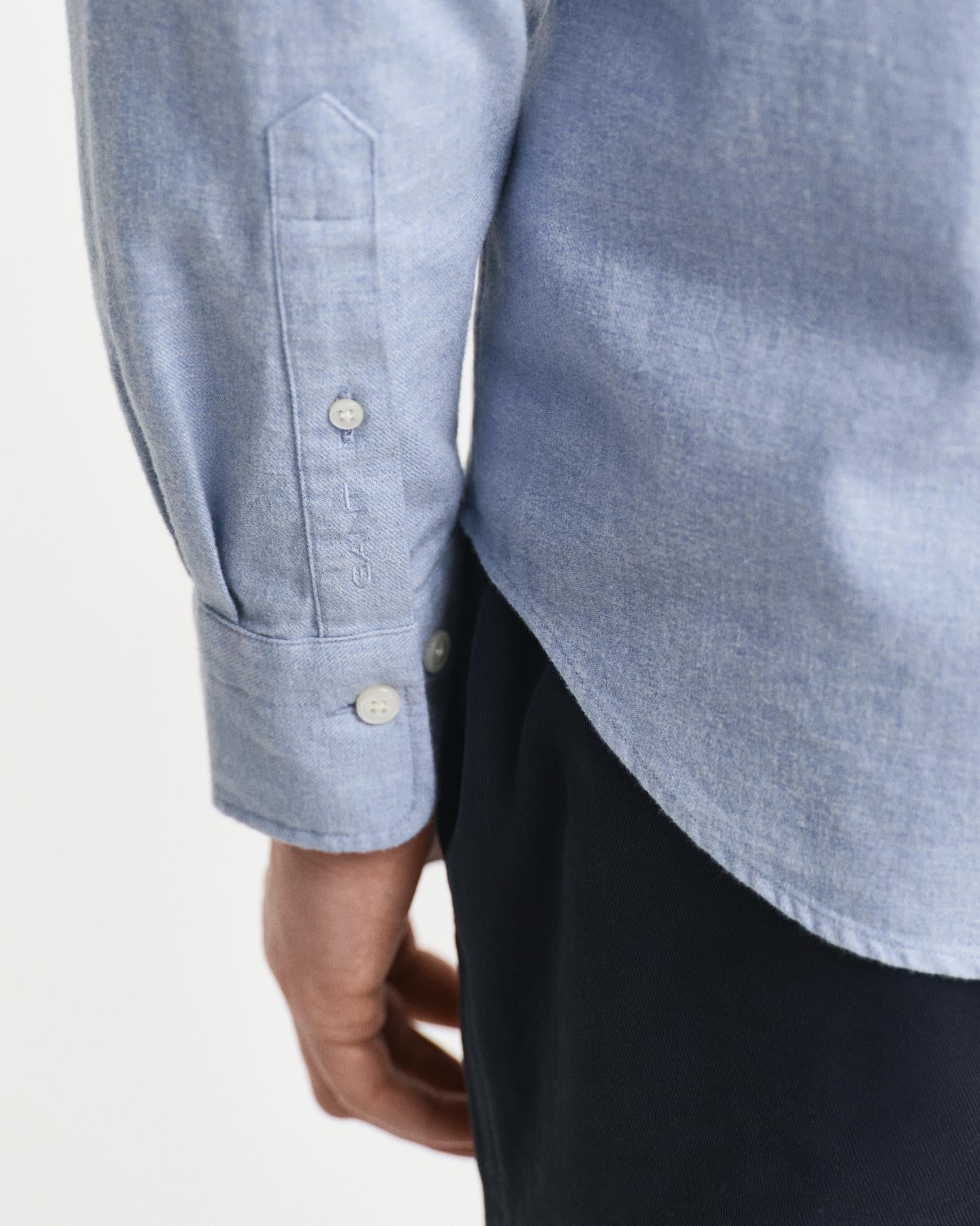 Reg Flannel Melange Shirt Lt Blue Melange