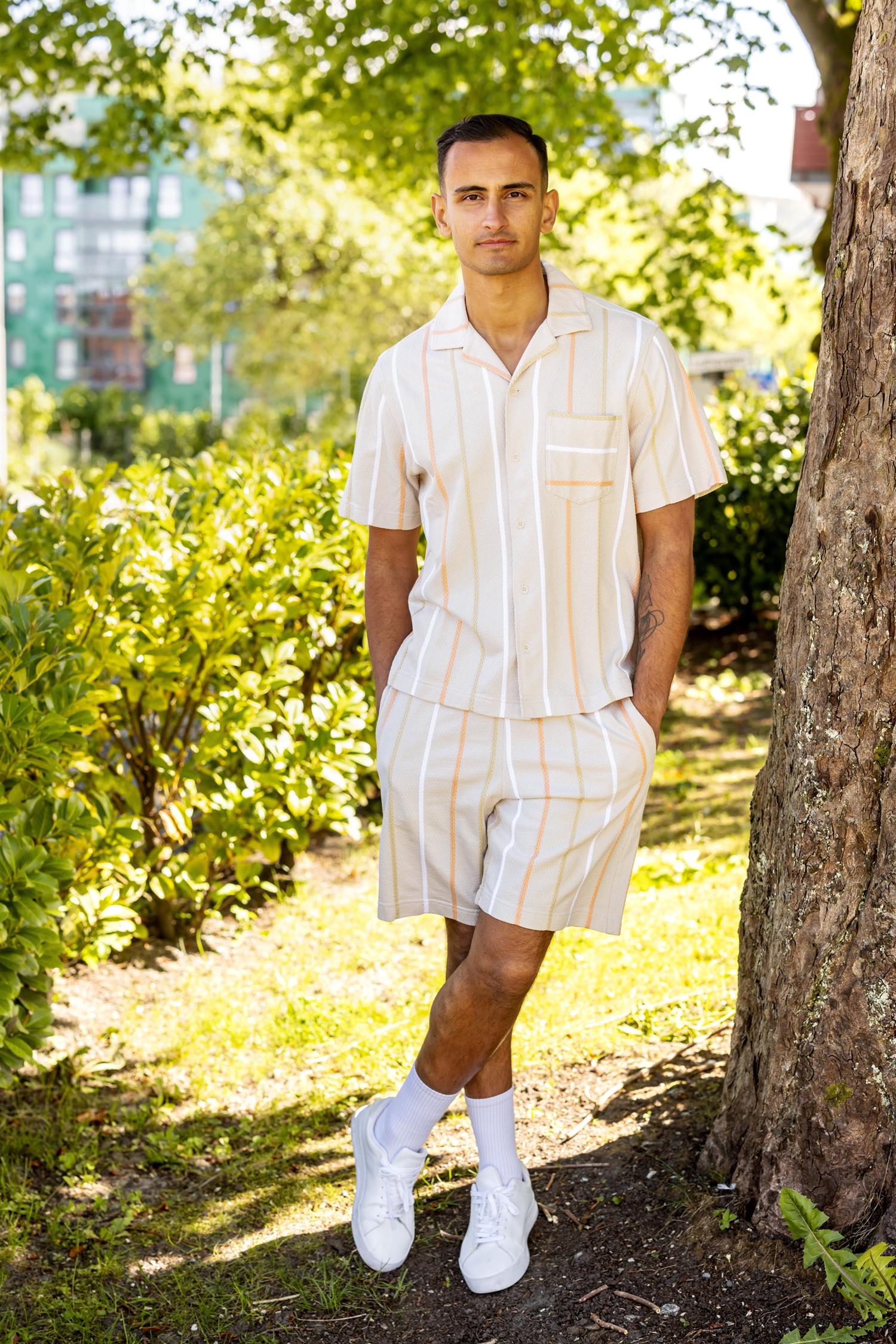 Theron Stripe Resort Shirt Moonbeam