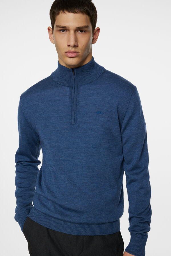 Kiyan Merino Quarter Zip Blå