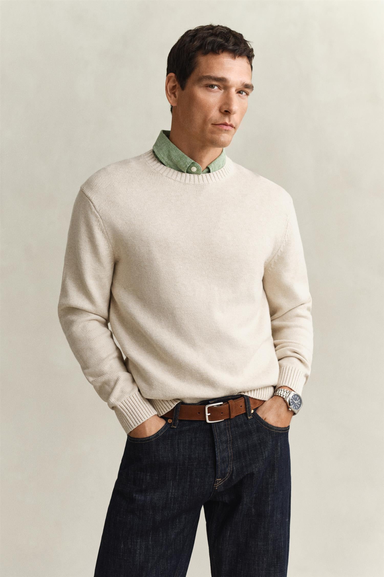 Cotton Blend C-Neck Seed Melange