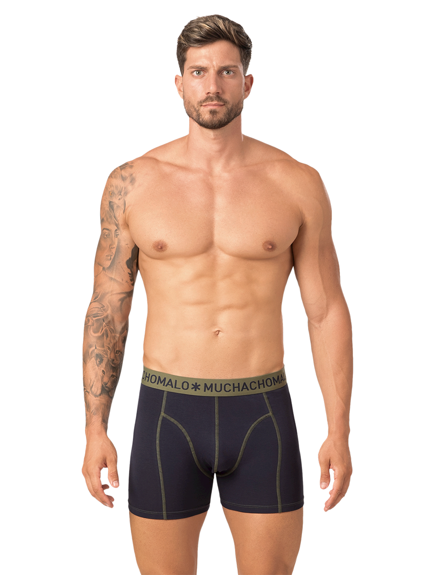 1010 2pk Solid Boxer 163 Navy Green/Deep Blue