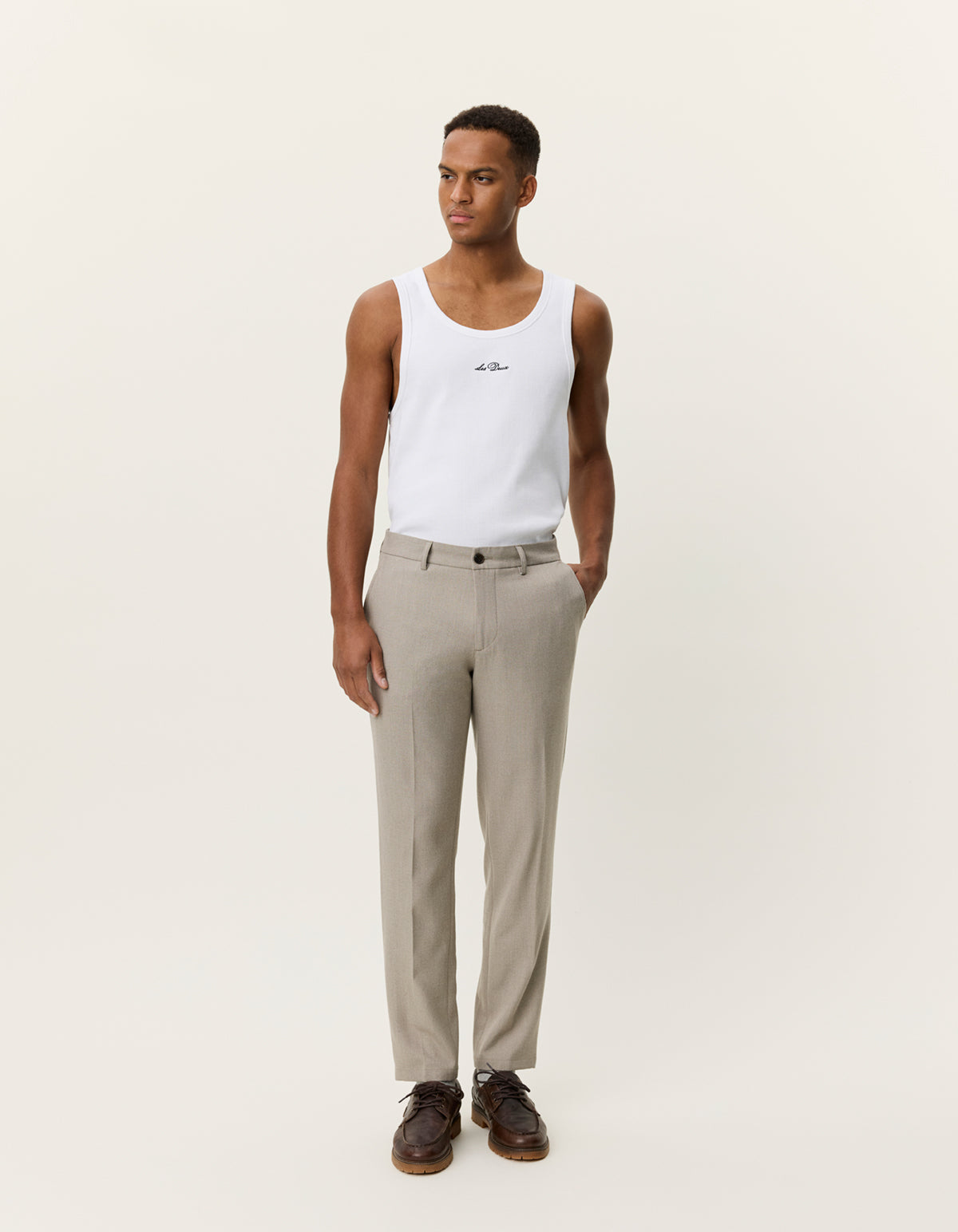 Como Reg Solid Pants Laurel Oak Sand