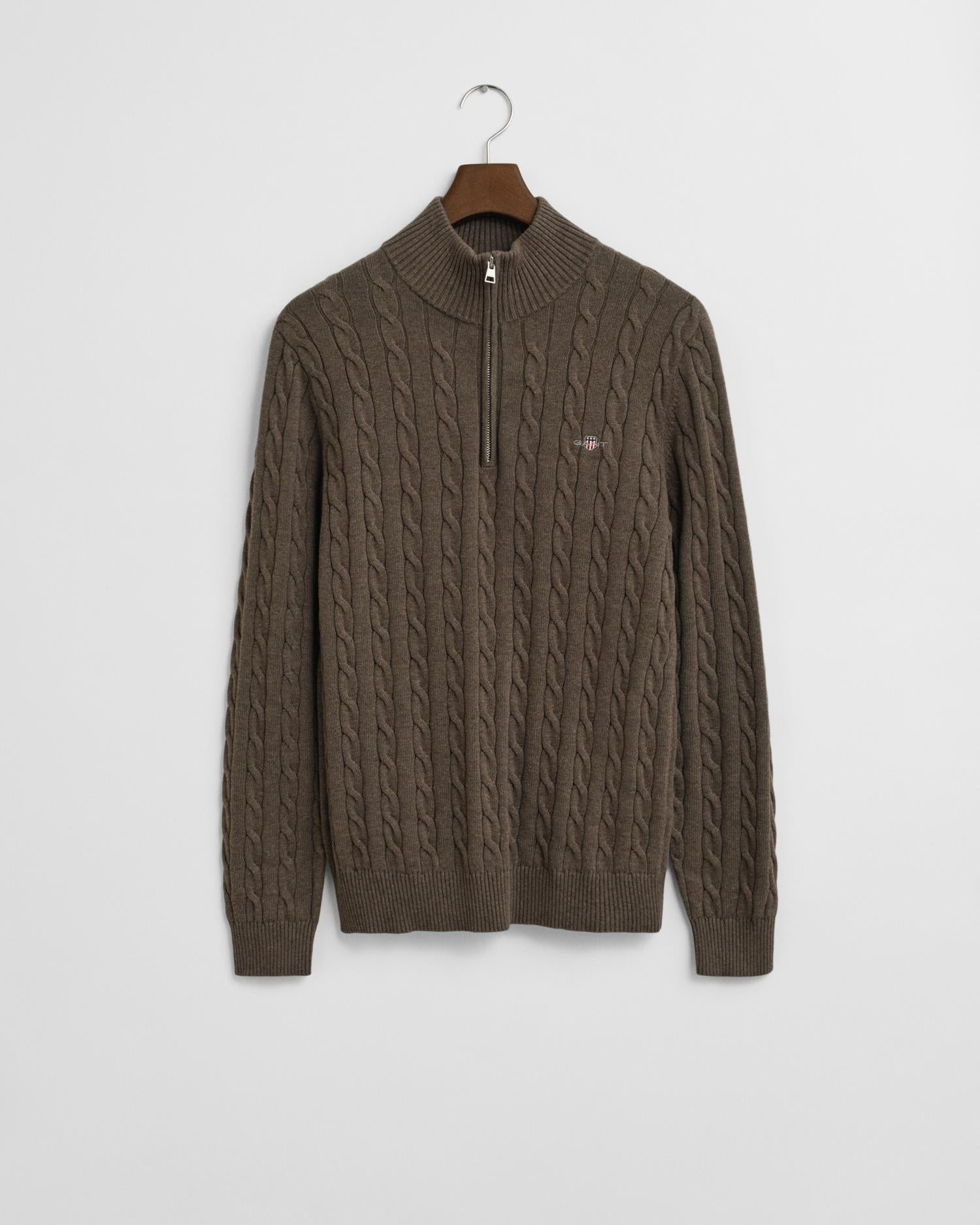 Kabelstrikket Genser Med Half-Zip Seawood Melange