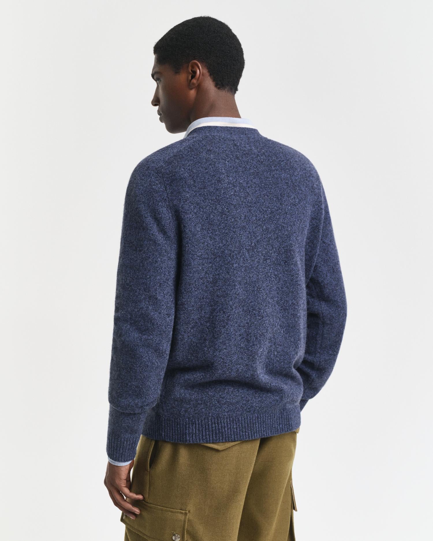 Wool Blend Mouline Cardigan Dark Navy Melange