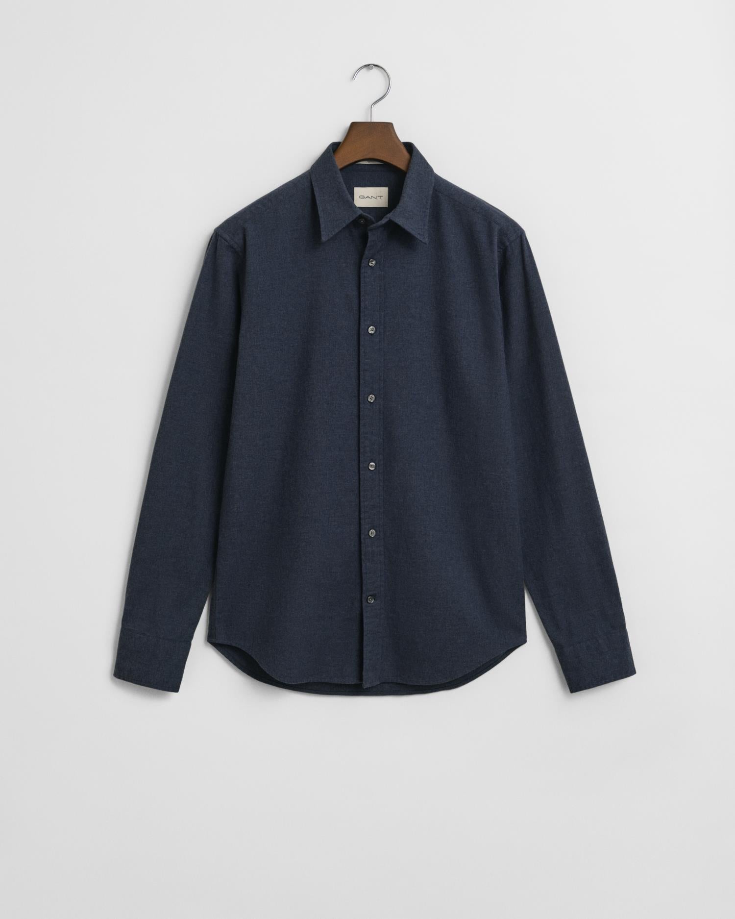 Reg Flannel Melange Shirt Dark Indigo Melange
