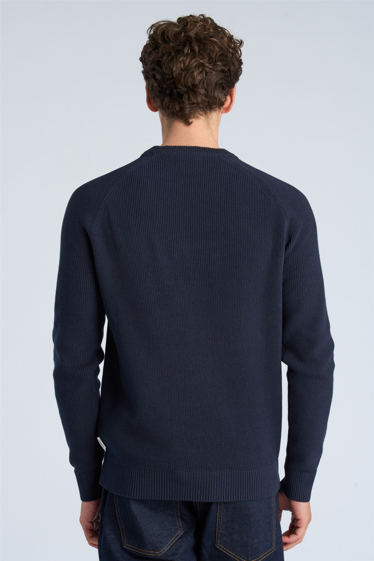 Ribbed L/s O-Neck Knit Navy