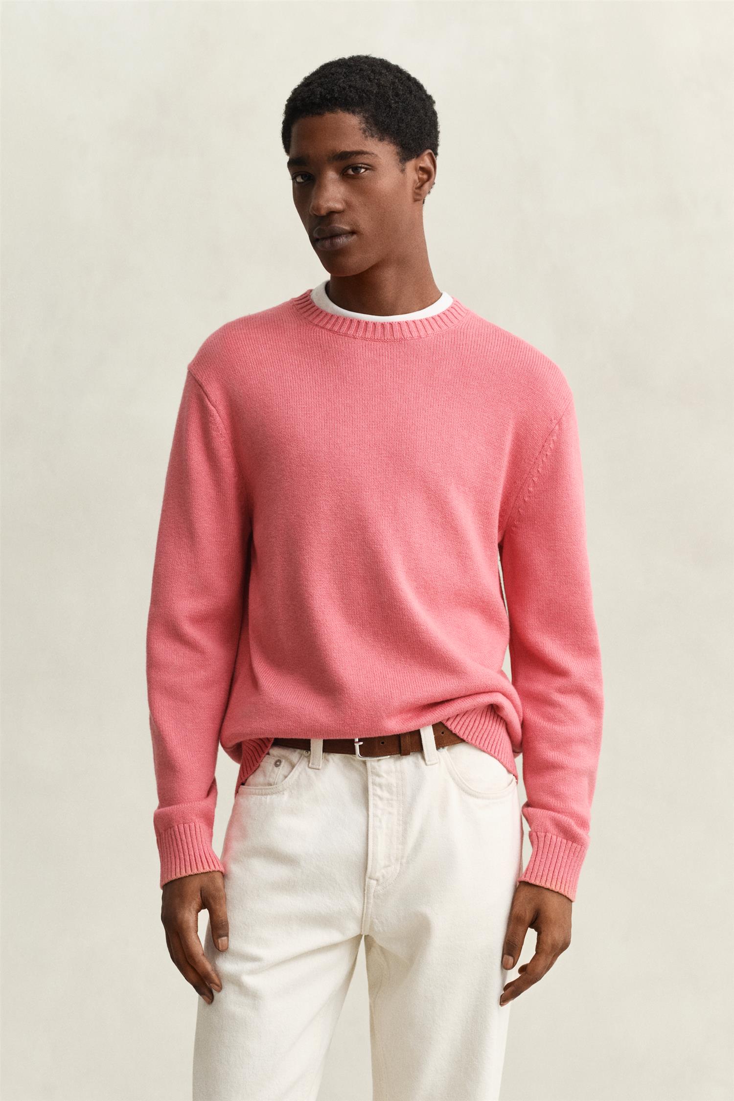 Cotton Blend C-Neck Rose Pink