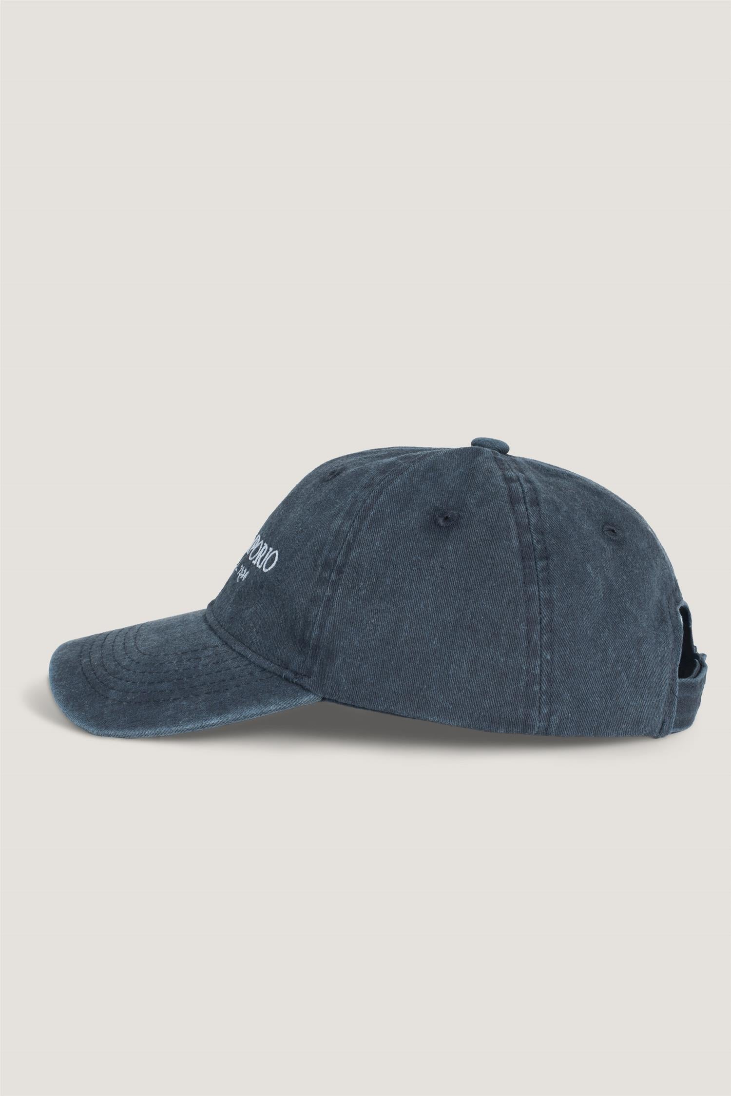 Washed Logo Plaka Caps Denim Blue