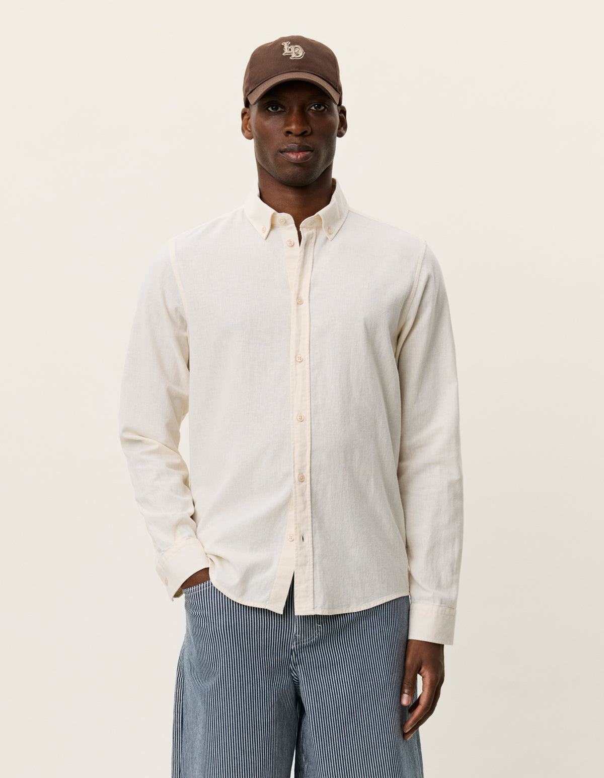 Konrad Cotton linen shirt Eggnog White