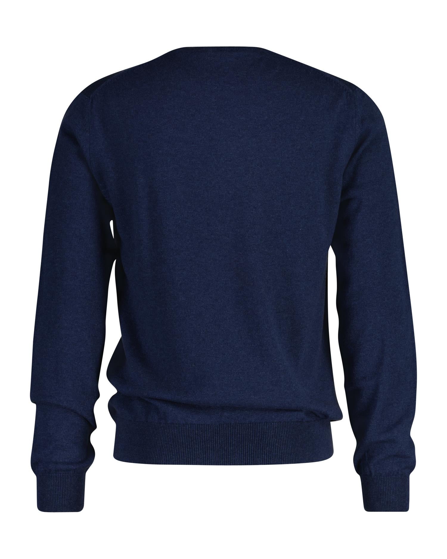 Genser I Ull Og Bomullsblanding Med Rund Hals Dk Jeansblue Melange