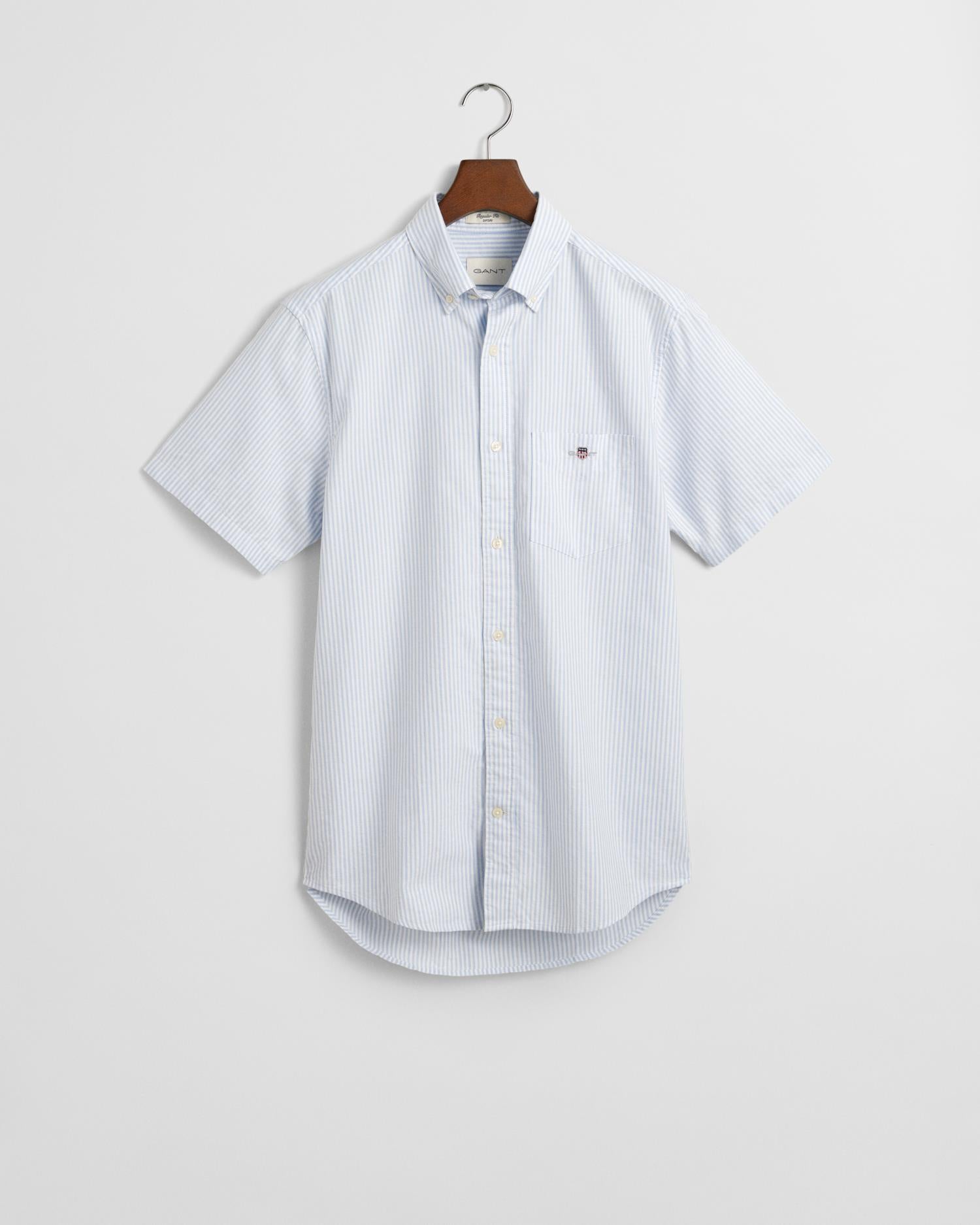 Reg Classic Oxford Stripe Ss Shirt Light Blue