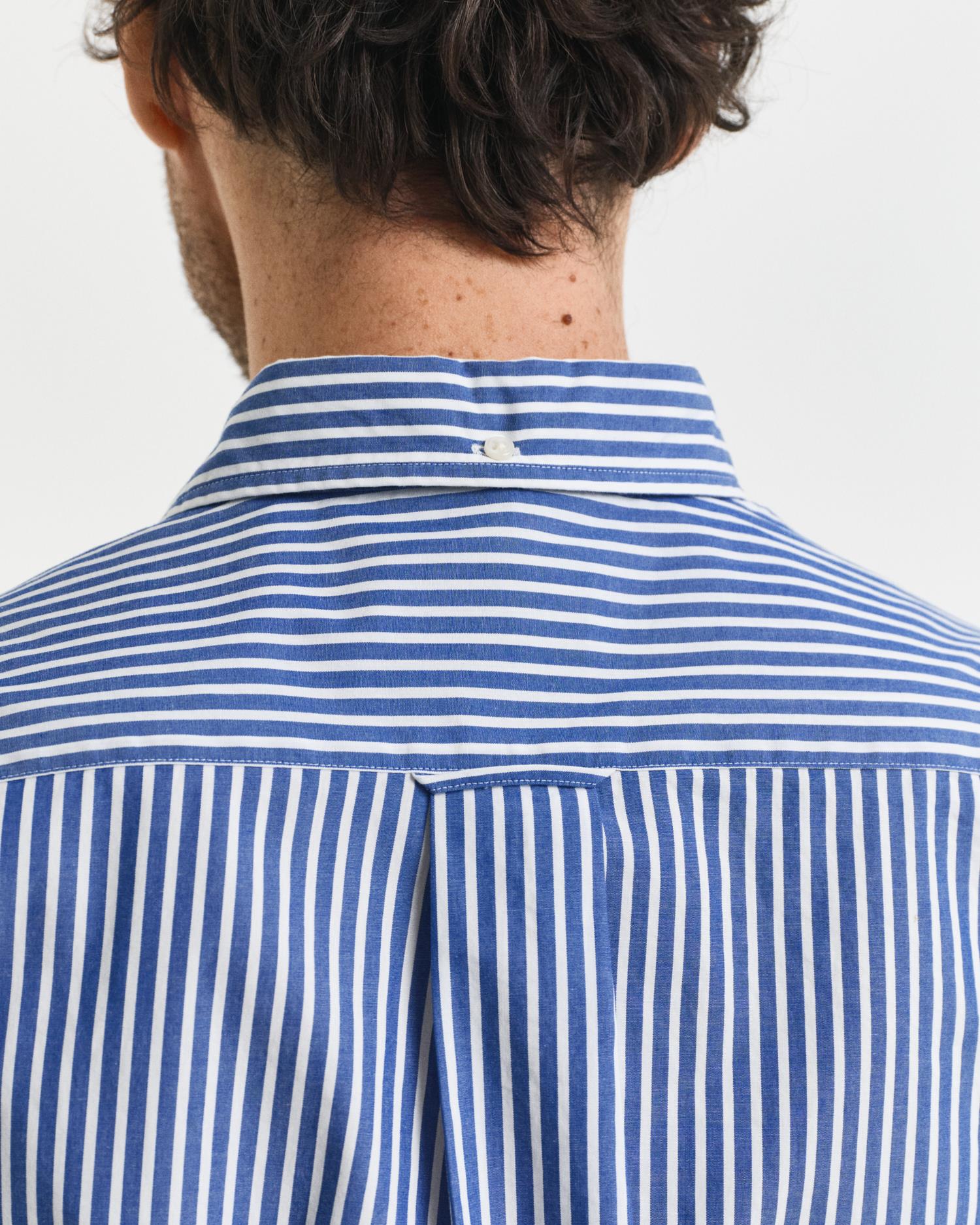 Reg Classic Poplin Stripe Shirt College Blue