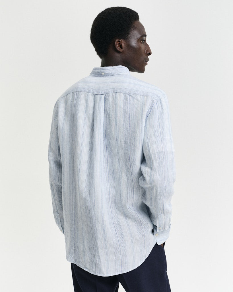 REG LINEN STRIPE SHIRT Capri Blue
