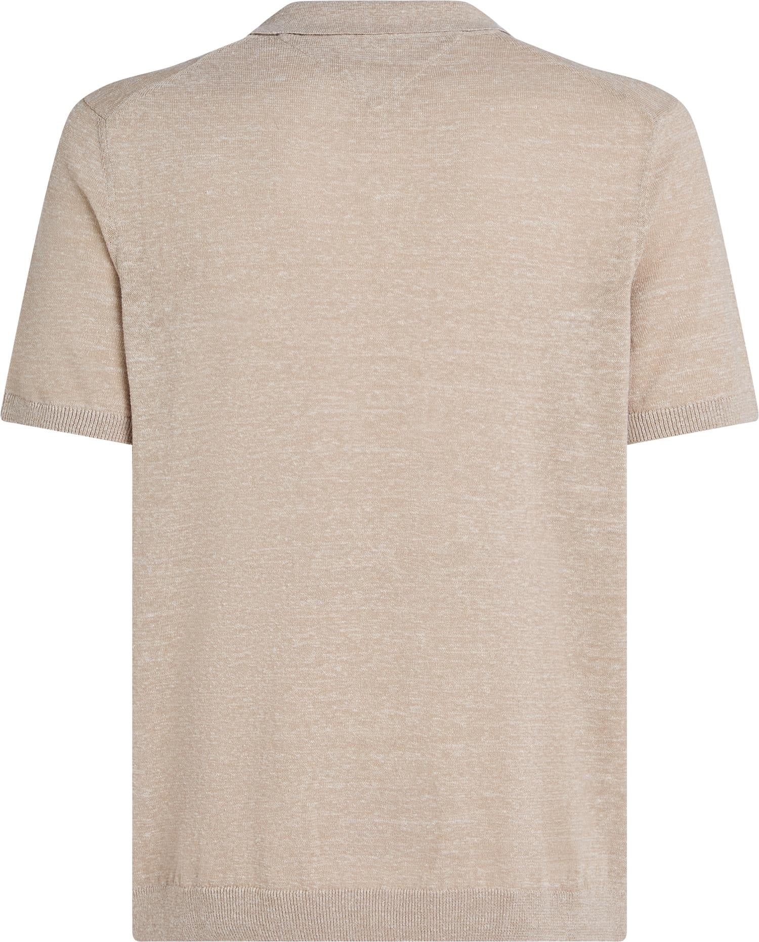 COTTON LINEN JONNY COLLAR POLO Sandalwood / Ivory Petal Mouline