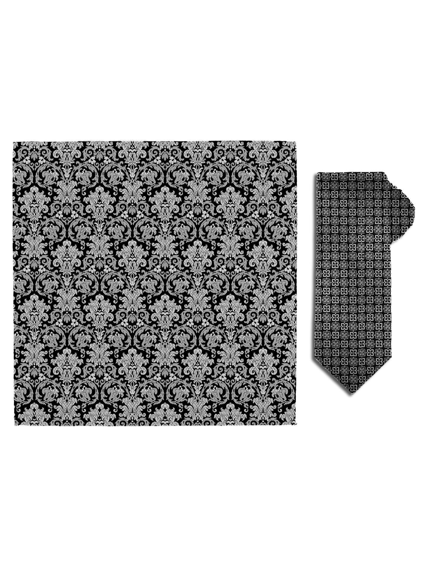 Santi silkeslips+lommetørkle Sort