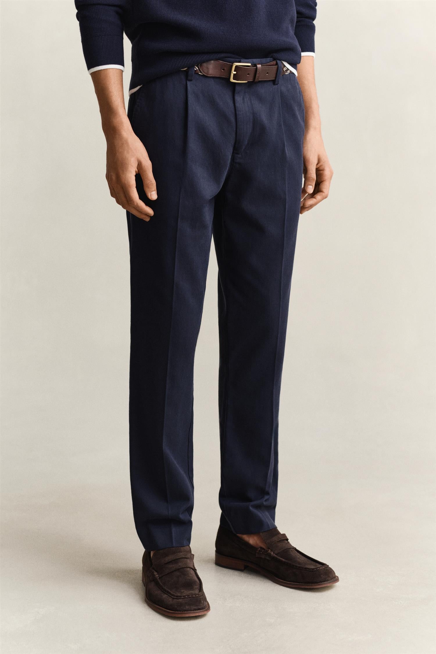 Slim Smart Cot/lyocell Pants Evening Blue