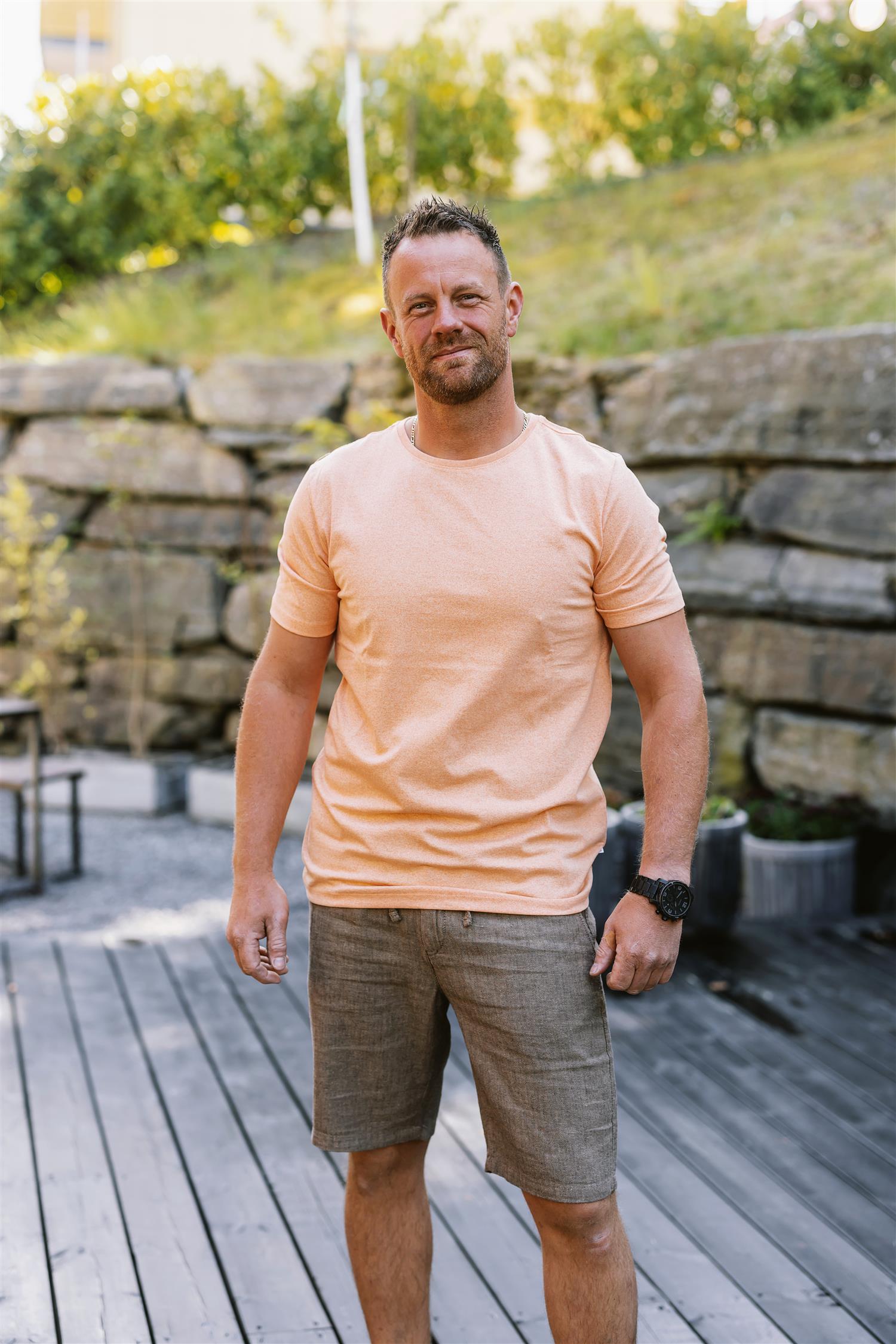 Mouliné o-neck tee S/S Lyseoransje