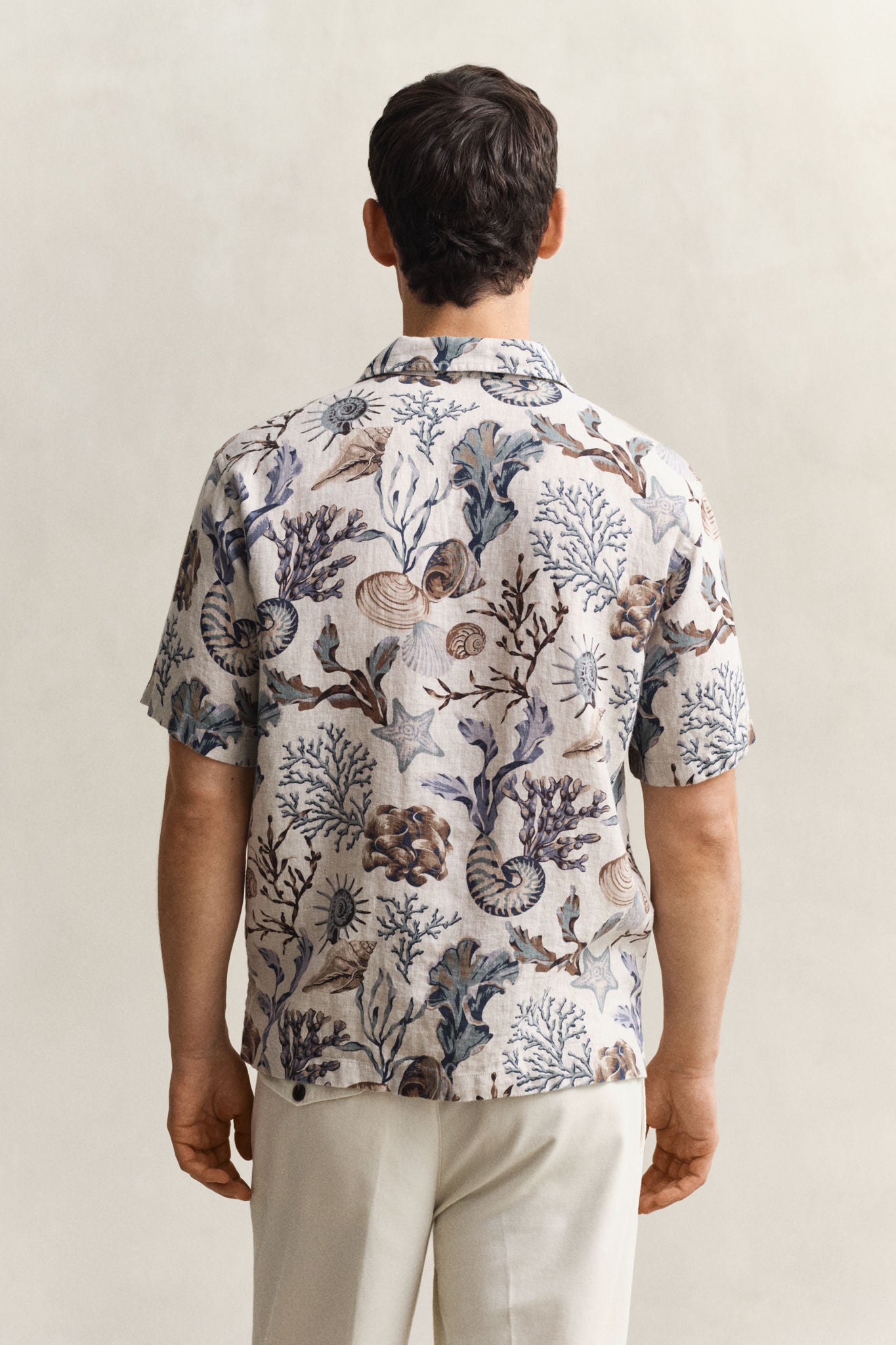 Reg Aop Camp Collar Shirt Oat Beige